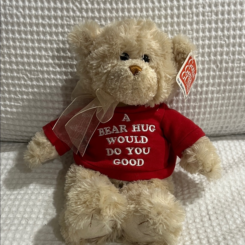 Gund Cream and Red Stuffed Bear